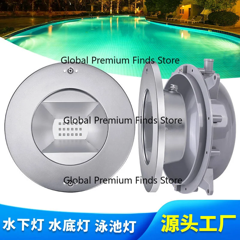 High Power Stainless Steel Recessed Pool Light Wall Mounted IP68 90° Beam Angle Thickened Casing Underwater Lamp