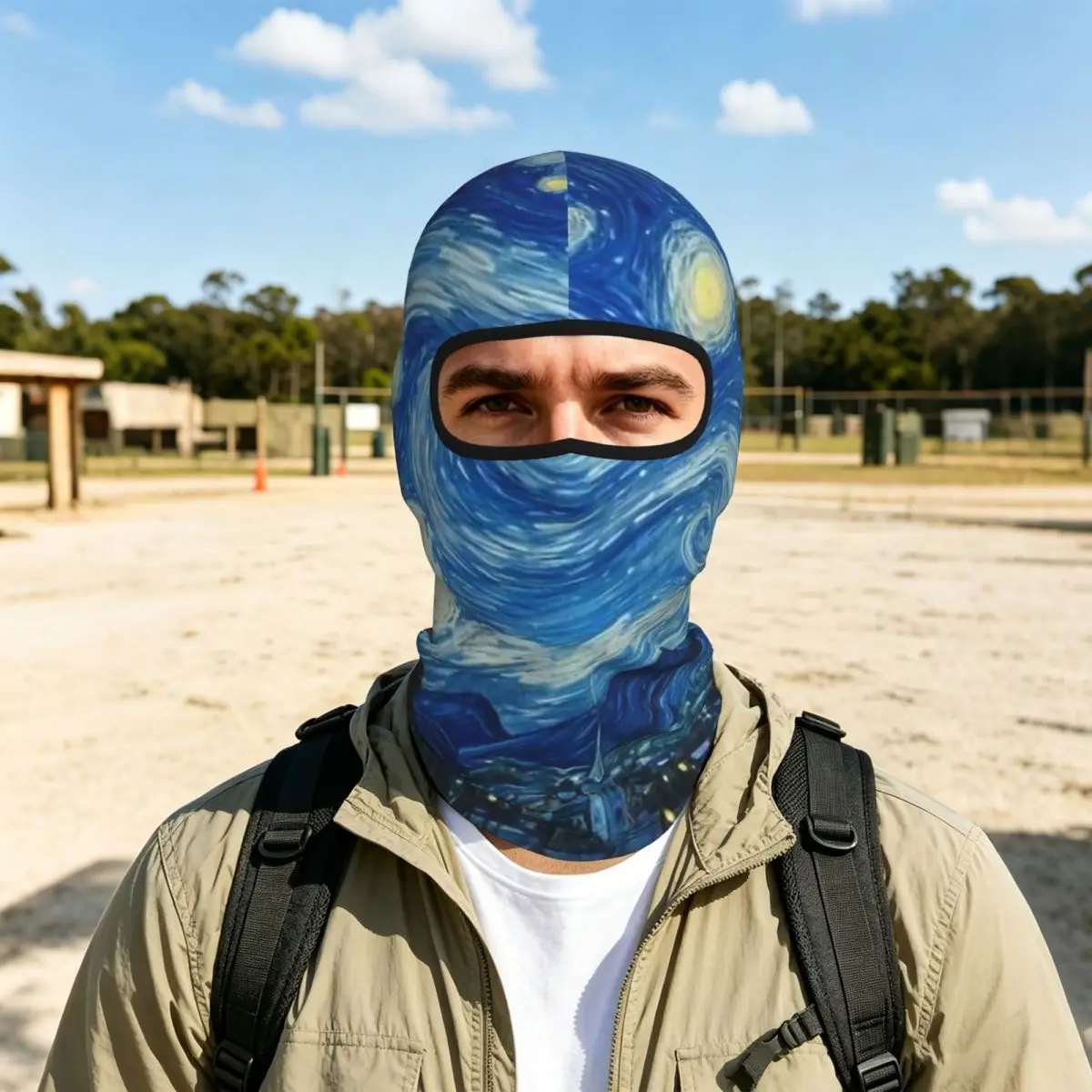 Van Gogh Starry Night Star Famous Oil Painting Thin Balaclava Full Face Mask Sun Protection Neck Gaiter For Motorcycle Cycling