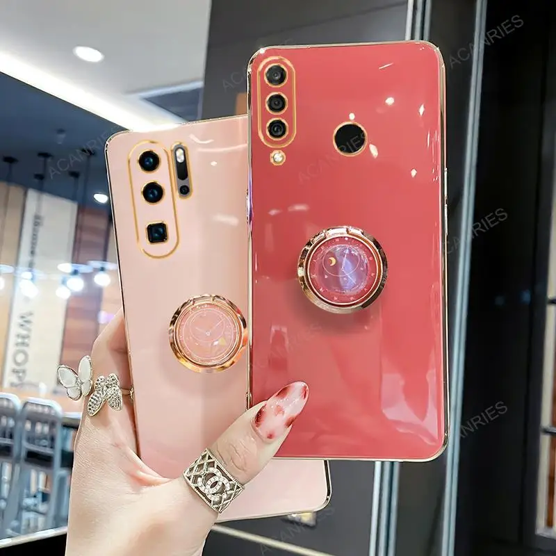 P30lite P30pro Luxury Plating Ring Holder Case For Huawei P30 Lite P40 P20 P 20 30 Smart Pro Plus 2019 Stand Silicone Back Cover