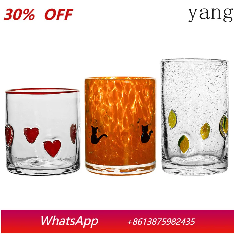

YJQ handmade color dot glass three-dimensional pattern open glass crystal wine glass