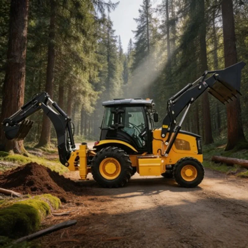 4x4 Backhoe Loader Digger Tractor Machine 1 Ton with Front Bucket Rear Digger for Small Farm Land Clearing Work