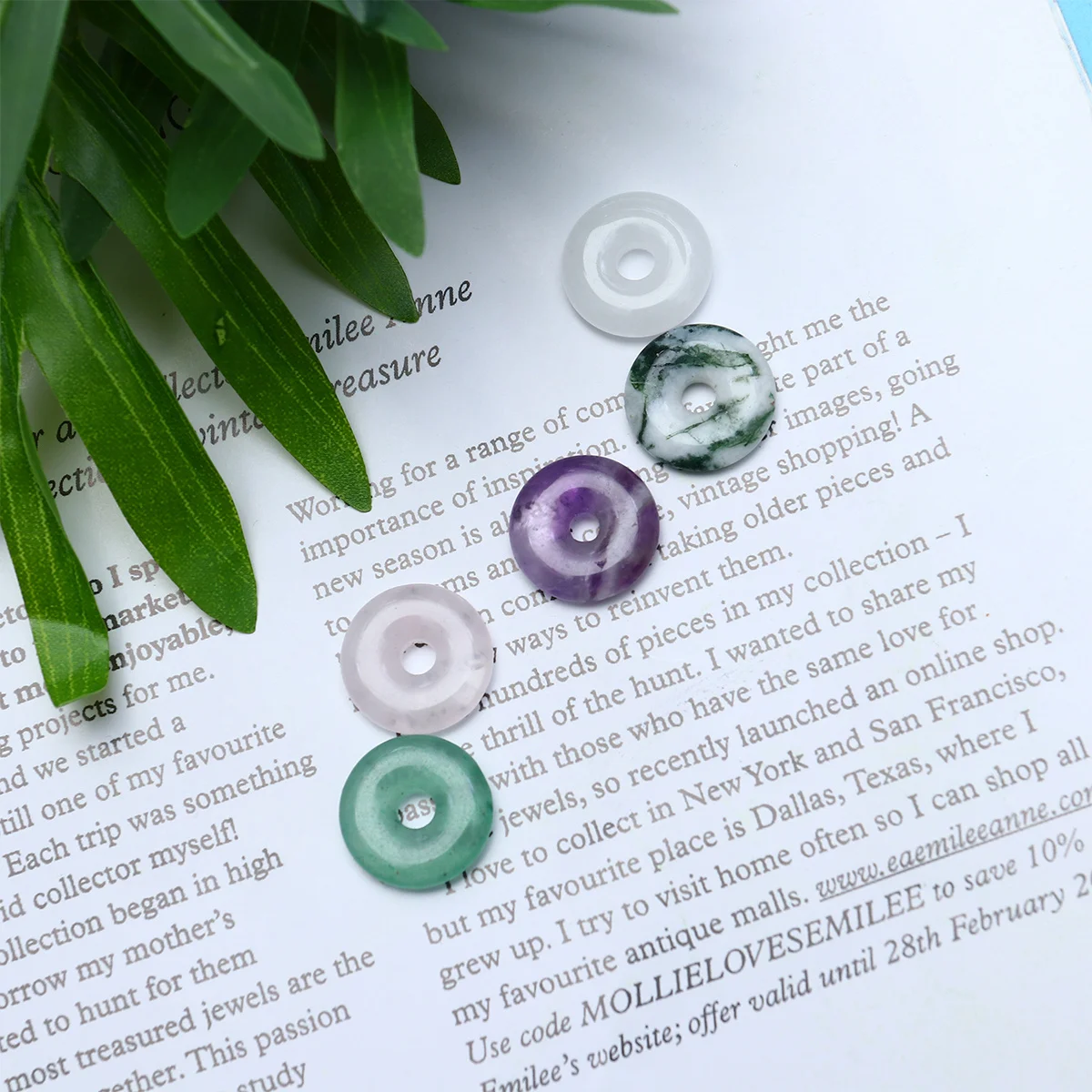 

5 шт. бусин из натурального камня (белый, розовый, зеленый аметист, нефрит) для изготовления ювелирных изделий своими руками, подвесок, рукоделия, разделительных бусин для украшения волос