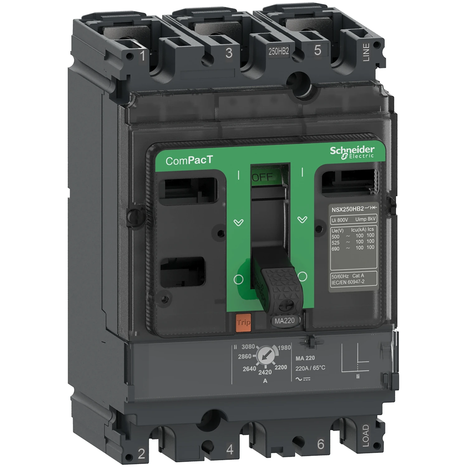 LV429743 NSX100F MA12.5 3P3D (3P) Circuit breaker new model C10F3MA013 NSX100F 36kA AC 3P3D 12.5A MA
