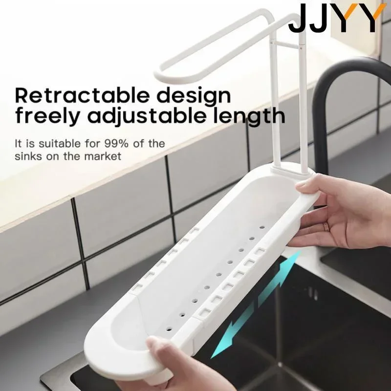 JJYY Expandable Sink Drainer Soap Sponge Holder Self-adhesive Kitchen Sink Basket Kitchen Supplies