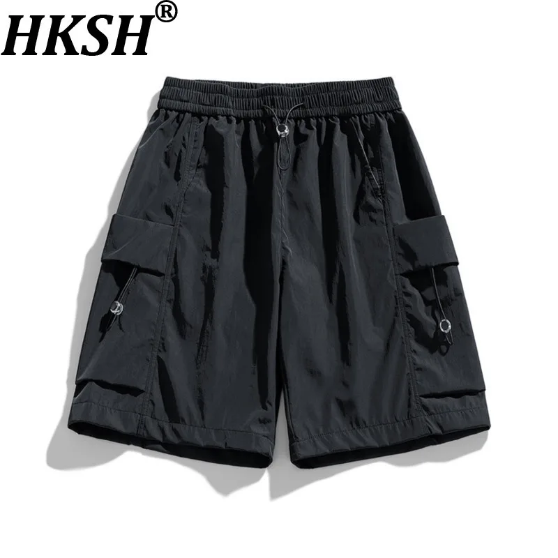 

HKSH Новые летние мужские шорты в стиле сафари, брюки длиной до колена, модные нейлоновые капри со льдом, тонкие капри с несколькими карманами, уличные шикарные брюки HK7362