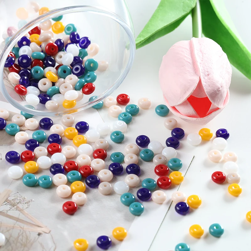 50/100 stücke 3x6mm Neue Glas Seed Bead Abacus Form Spacer Lose Perlen für DIY Schmuck Machen armband Halskette Charms Zubehör