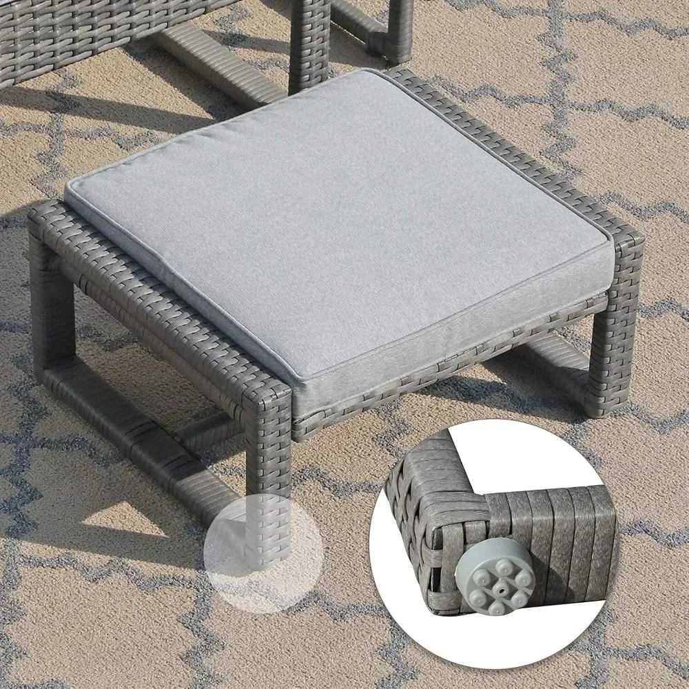 Außen terrasse Korb möbel Set, Allwetter Pe Rattan Stuhl und Ottomane Fuß schemel Set, Couch tisch