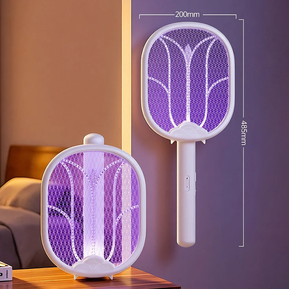 YAGE Electric Mosquito Swatter Foldable Flies Racket Killer Lamp 3500V Powerful Bugs Zapper 0° Wall-Mounted Pests Repellent