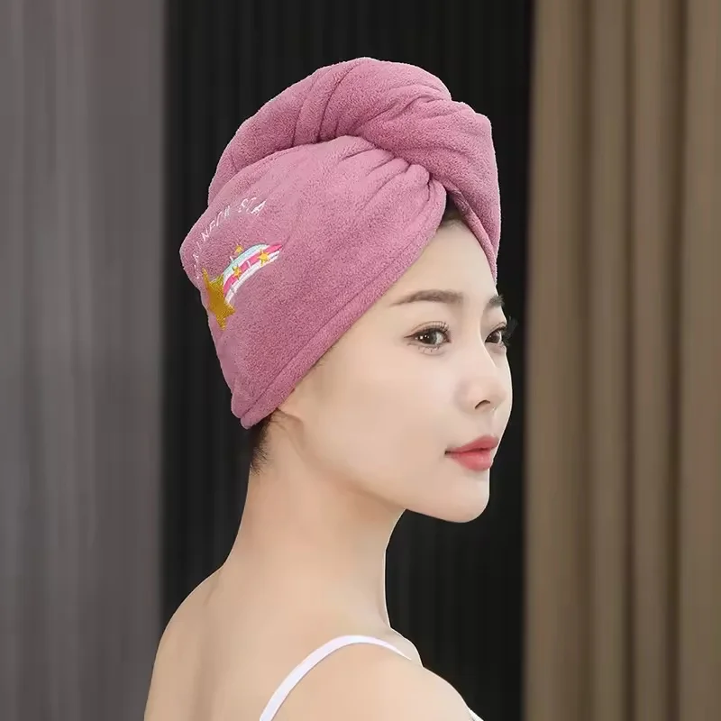 Soft Absorbent Hair Drying Towel Microfiber Quick Dry Shower Turban Head Wrap for Ladies High-density Girls Bathroom Use