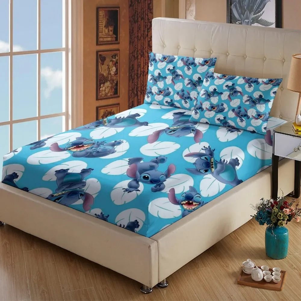 Disney Mini Lilo Stitch Cartoon Mattress cover Fitted Sheet Bed Sheets Bed Linen for Child Kids Teen Bedspread Bedroom Decor