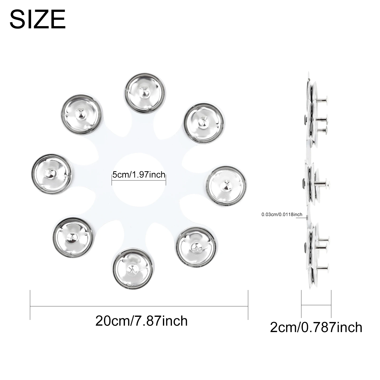 Stainless Steel Percussion Bells 8 Pcs Drum Cymbal Bells Metal Silicone Mount Drum Stand Step Parts for Drum Stage Studio Live