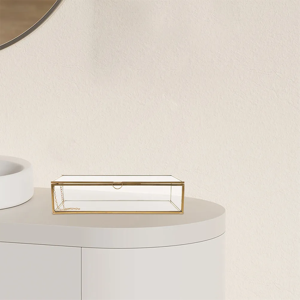 

Rectangular Glass Jewelry Box 5.7x3.5x2.1 Vintage Lidded Display Organizer for Home Decor Jewerly Box Jewelry Chest