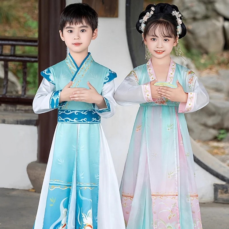 

Girls' Hanfu Spring and Autumn Chinese Culture Clothing Retro Long Sleeve Handsome Ancient Style Men's Performance Clothing