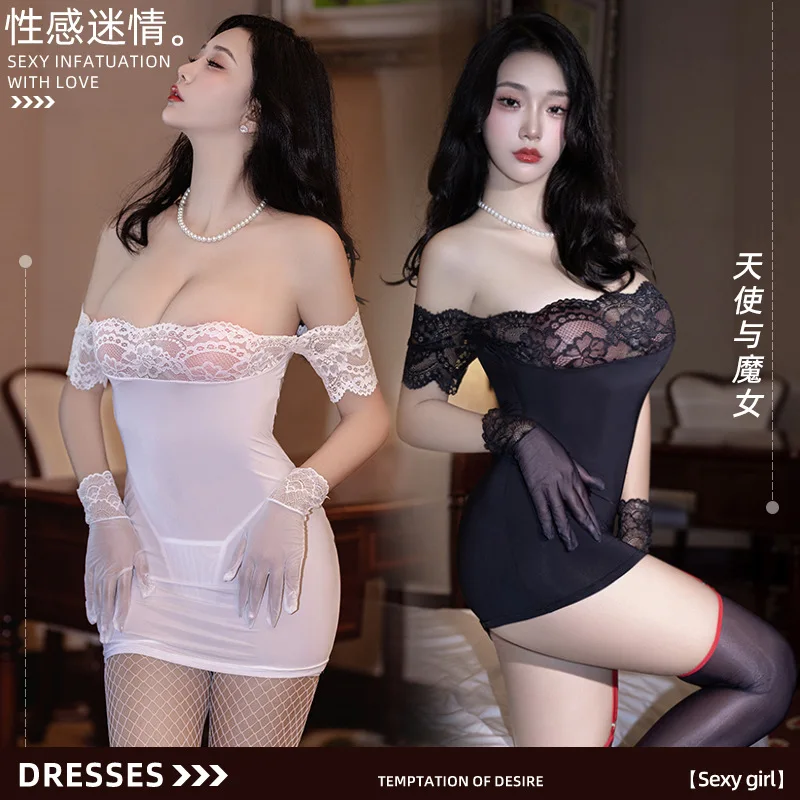 

Новое кружевное облегающее платье без бретелек с открытыми плечами для пар, для игр и семейного отдыха, 2025 год