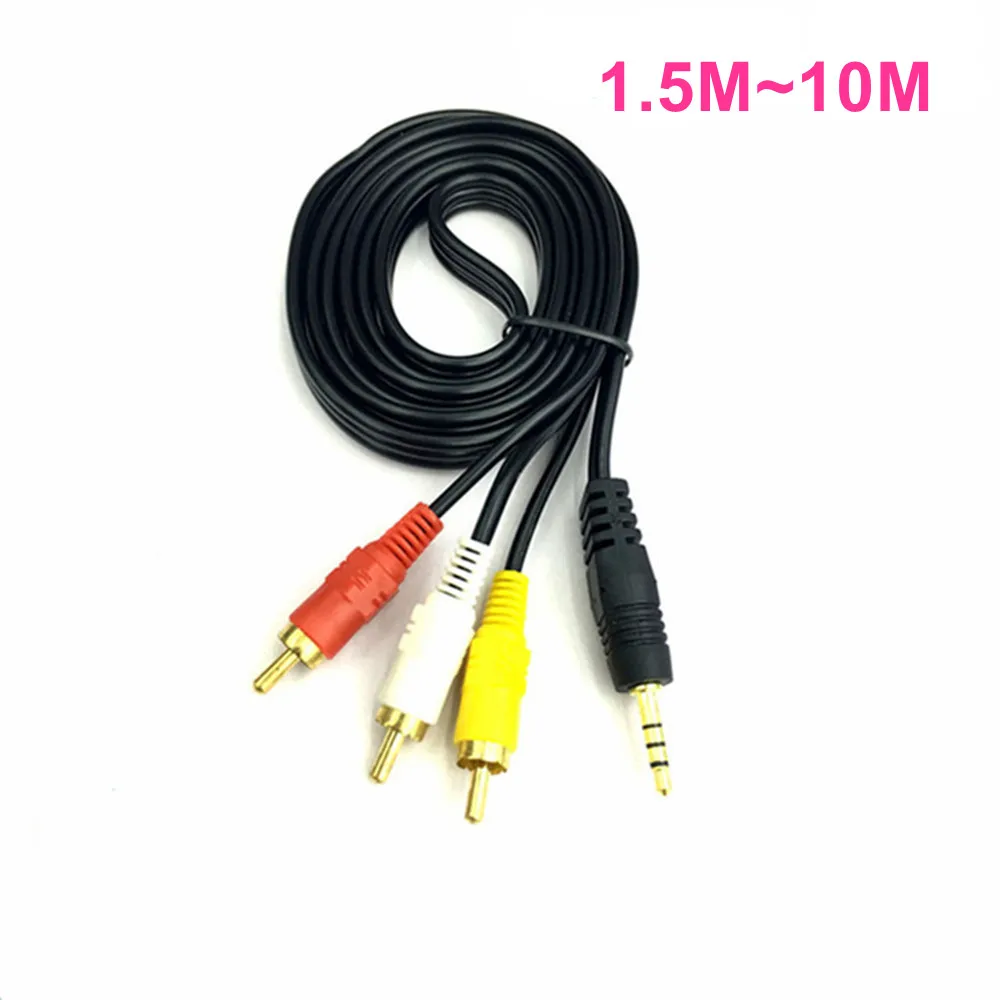 3.5mm Jack To 3 RCA Male Audio Video AV Cable AUX Stereo Cord 3RCA Standard Converter Wire for Speaker TV Box CD DVD Player