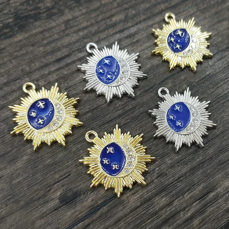 New Fashion 26*25MM High Quality Zinc Alloy Sun Stars Inlay Beads Charms Pendants DIY Jewelry Earrings Earrings Accessories