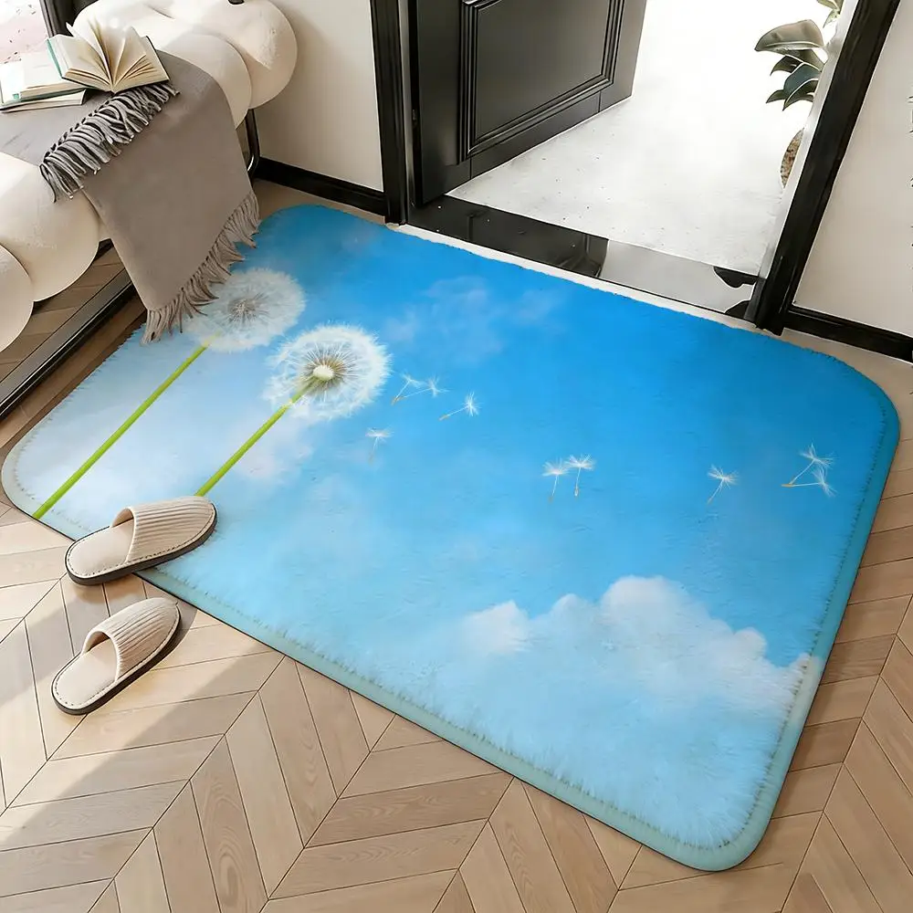 Soft Absorbent Non-Slip Rug Art Dandelion Floor Mat Home Decor Doormat Bedroom Floor Mat Shower Carpet