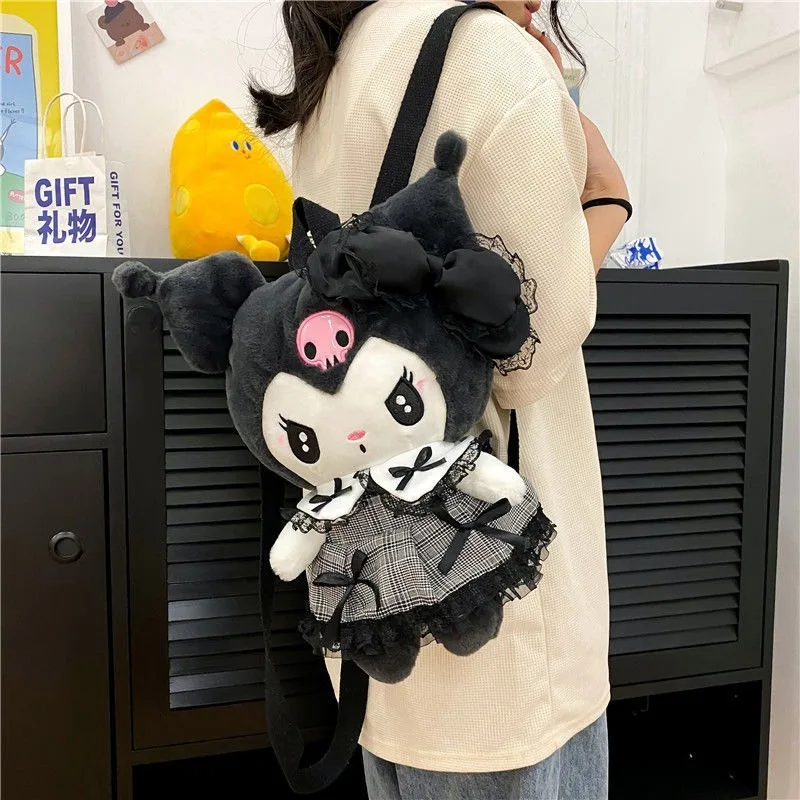 MBTI Kuromi Sweet Backpacks for Women Kawaii Melody 2024 New Fashion Harajuku Backpack Lolita Jk Plush Daily Female Designer Bag