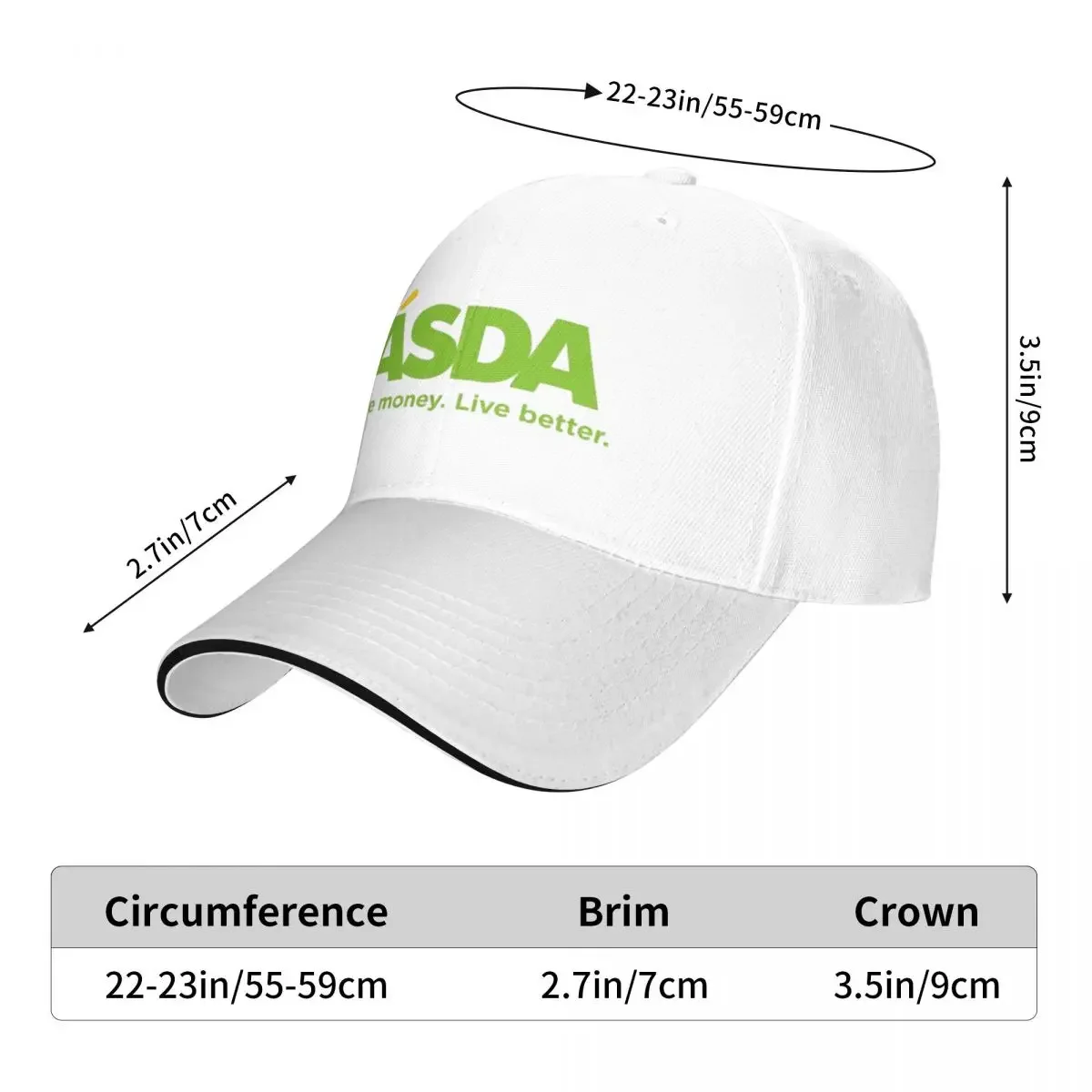 ASDA Save Money. Live Better Cap Fashion Casual Baseball Caps Adjustable Hat Hip Hop Summer Unisex Baseball Hats