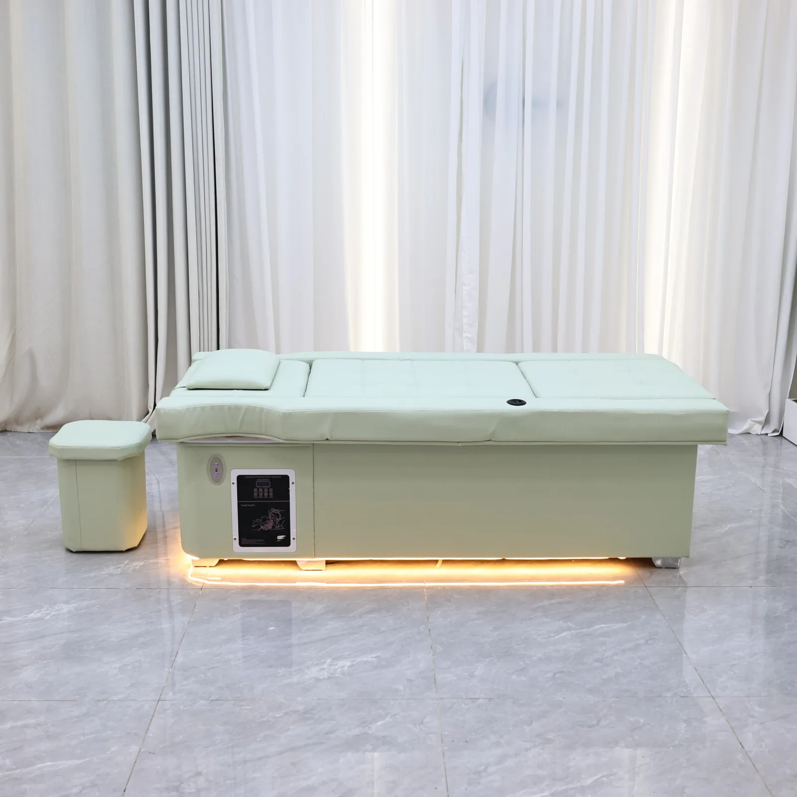 Elektrisches Shampoo-Liegebett in Erdtönen mit Massagefunktion – All-in-One-Salonstation mit Begasung, Fußbad und Haarwaschbecken – Detail 23