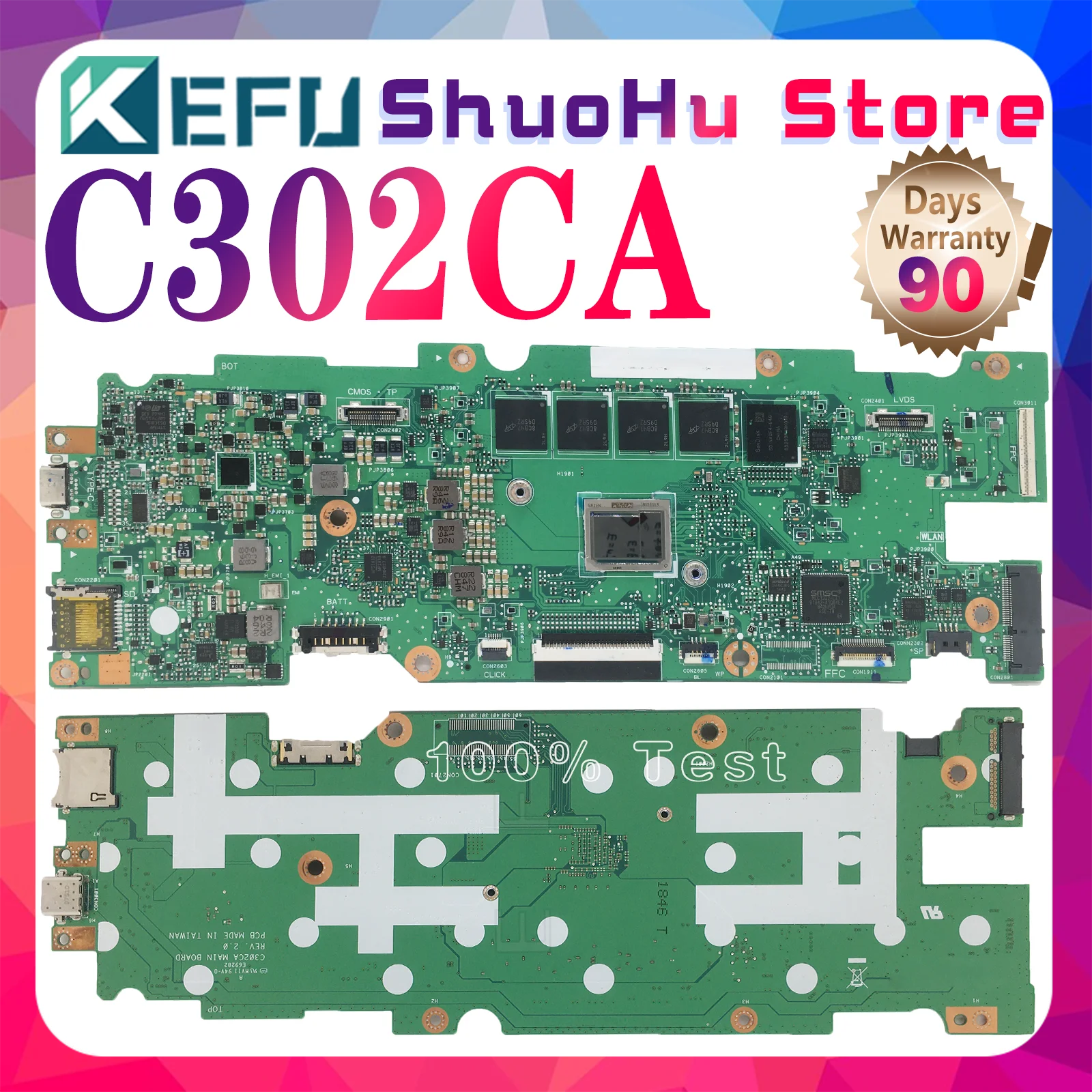 

Материнская плата KEFU C302CA для ноутбука ASUS C302/C302C, протестирована на 100%. Процессор: 4405Y / M3-6Y30 / M7-6Y75 | ОЗУ: 4GB/8GB | SSD: 32GB/64GB/128GB