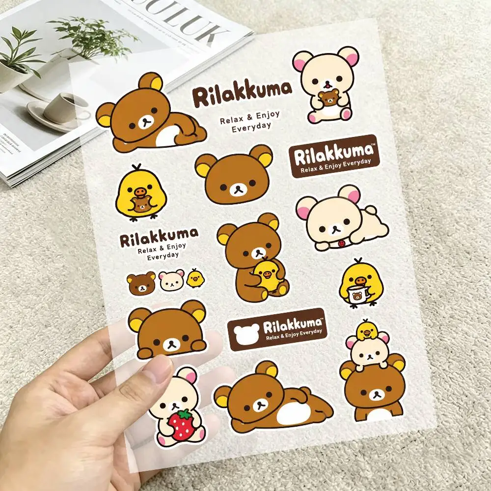 Cute R-Rilakkuma Motorcycle Stickers For Waterproof Reflective Body Helmet Decals Scratch Cover-ups Personalized Modification