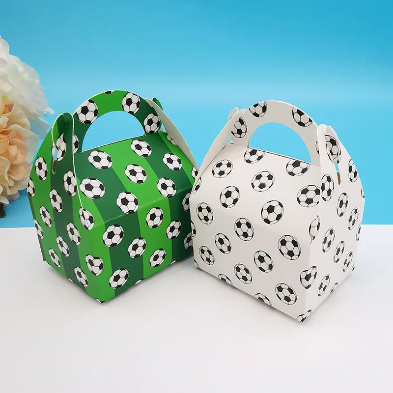 12Pcs Mini Football Candy Box Portable Cartoon Kids Birthday Favor Gift Box Chocolate Packaging Bags Baby Shower Party Decor