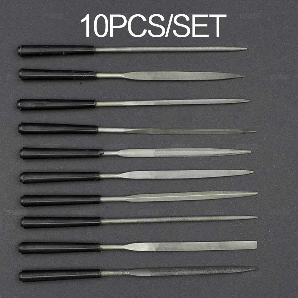 STONEGO 10Pcs/set Diamond Files for Metal Jeweler Stone Polishing Wood Carving Craft Double-cut Electroplating Alloy Hand Tools