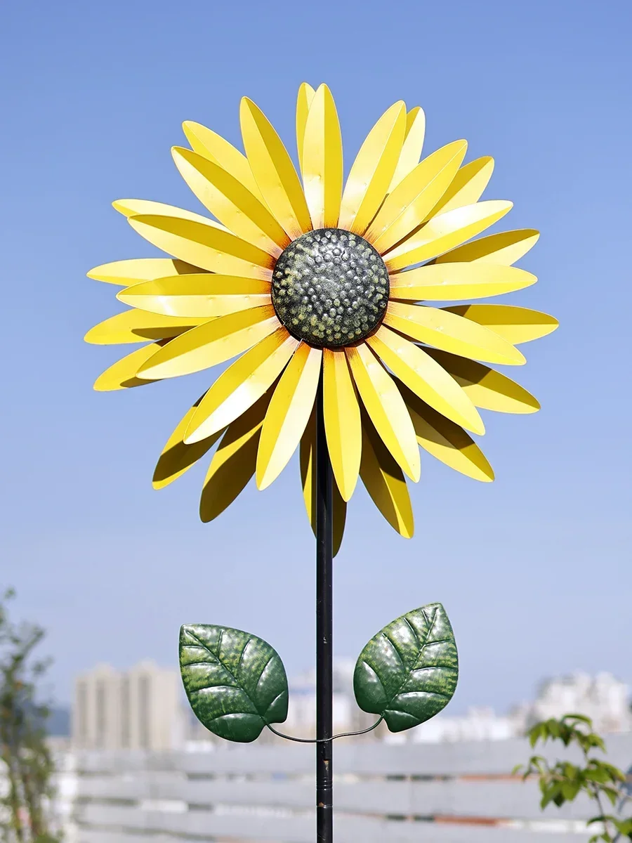 

Sunflower Iron Art Windmill Garden Courtyard Decoration Rotating Ornaments Gardening Outdoor Villa Terrace Balcony Layout