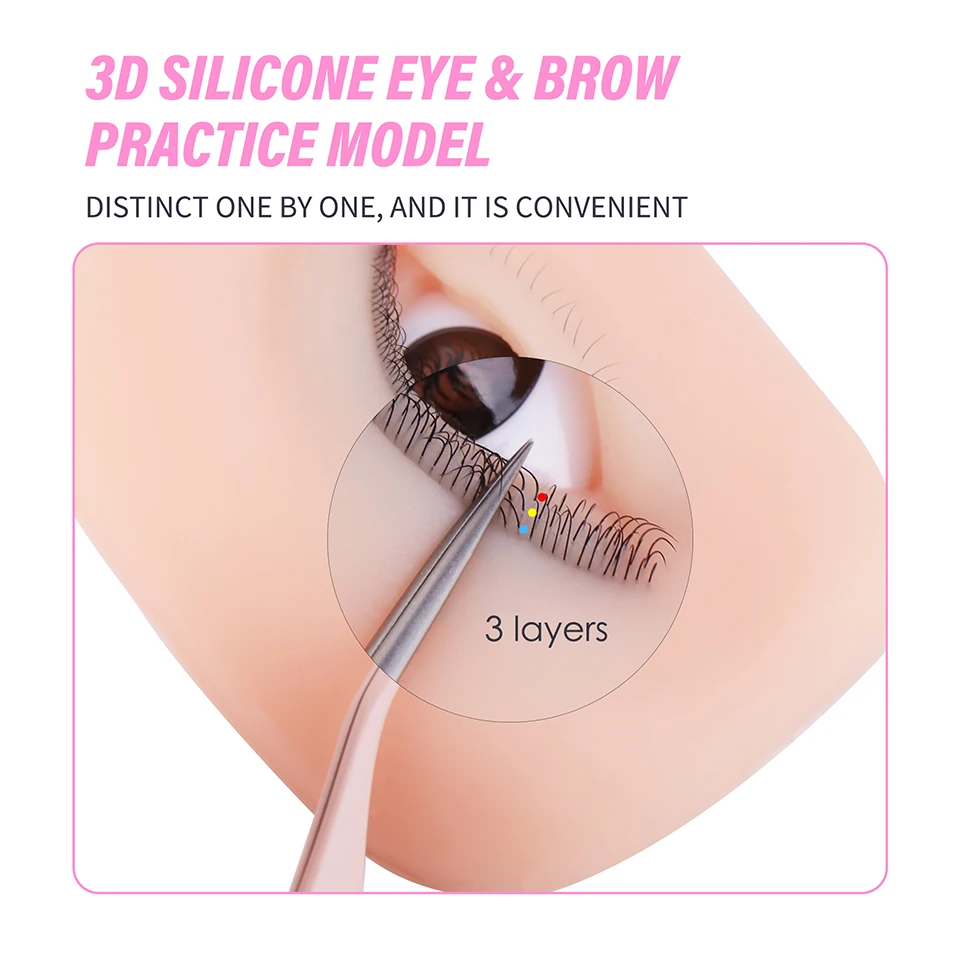 3D Künstliche Wimpern Mannequin-Augen Simuliertes Silikon-Augenmodell Puppenkopf Wiederverwendbare Silikon-Augen für Wimpernverlängerungs-Übungen – Detail 1