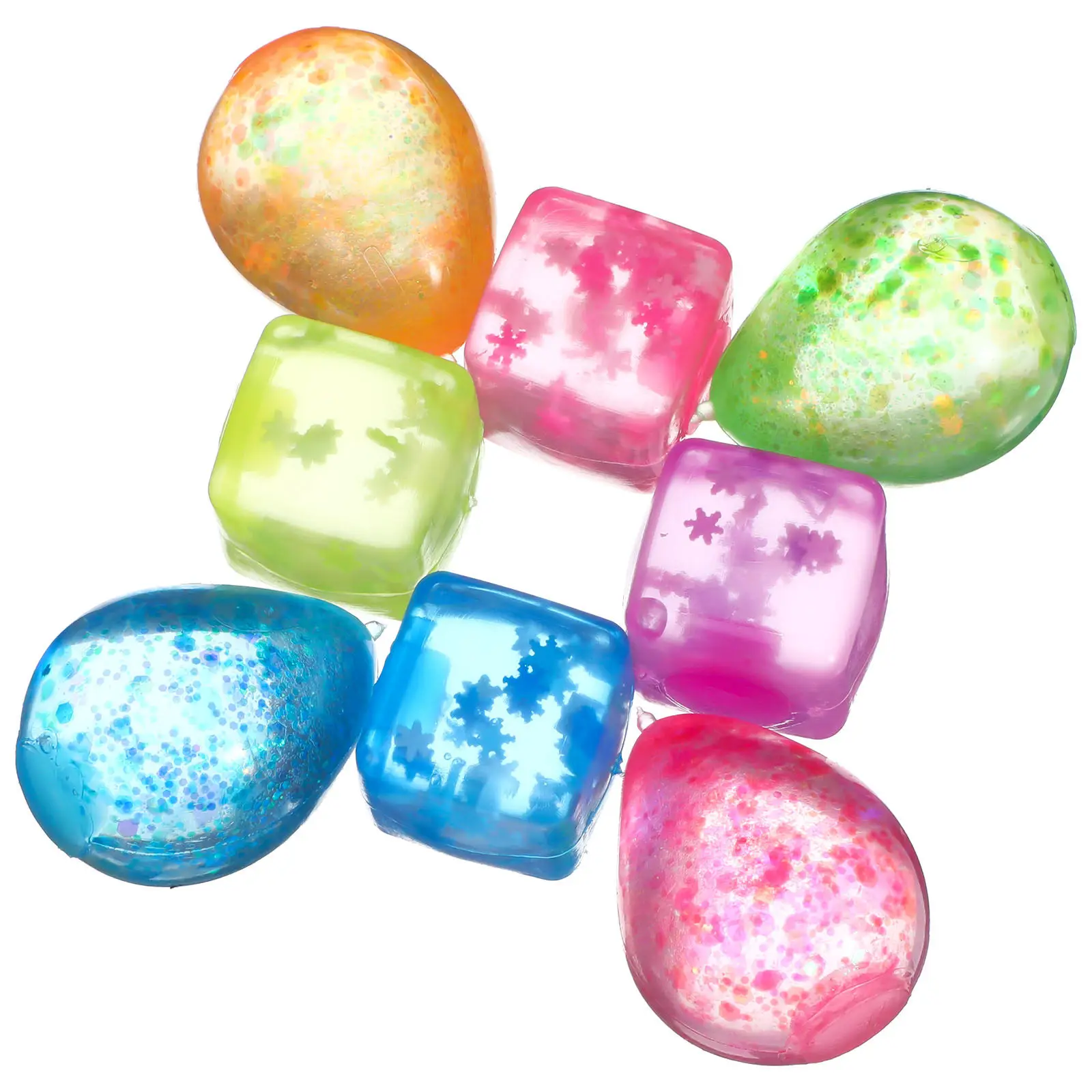 8Pcs Stress Balls Squishy Ice Cube Sensory Squeeze Fidget Stress Relief Birthday Carnival Gifts Fidget Balls for Adults