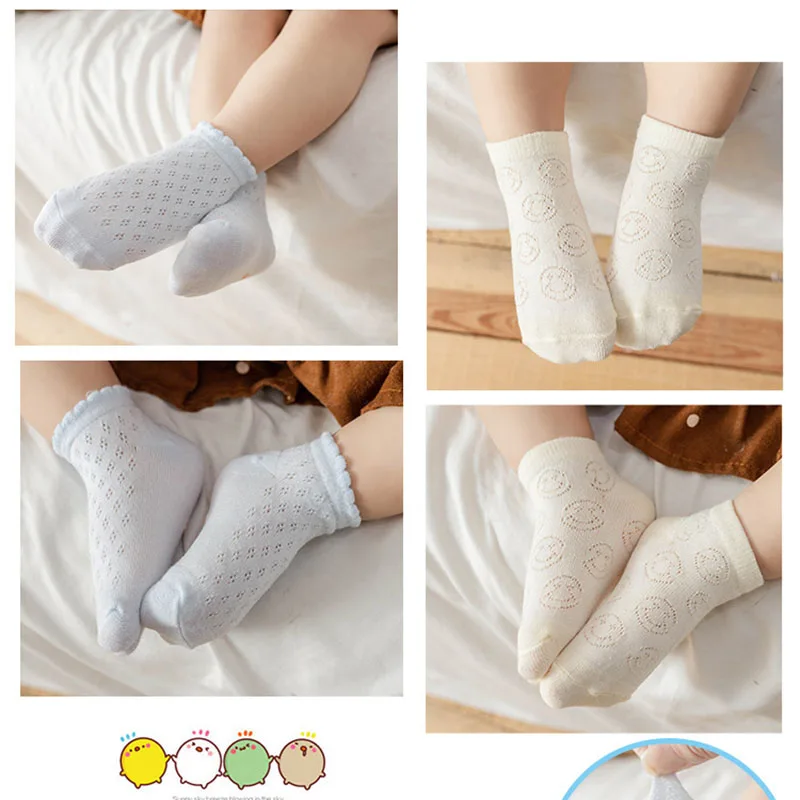 5 Pairs Spring Summer Children Cloth For Baby Boys Girls By Comfortable Soft Cotton Short Tube Mesh Lace Rib Socks