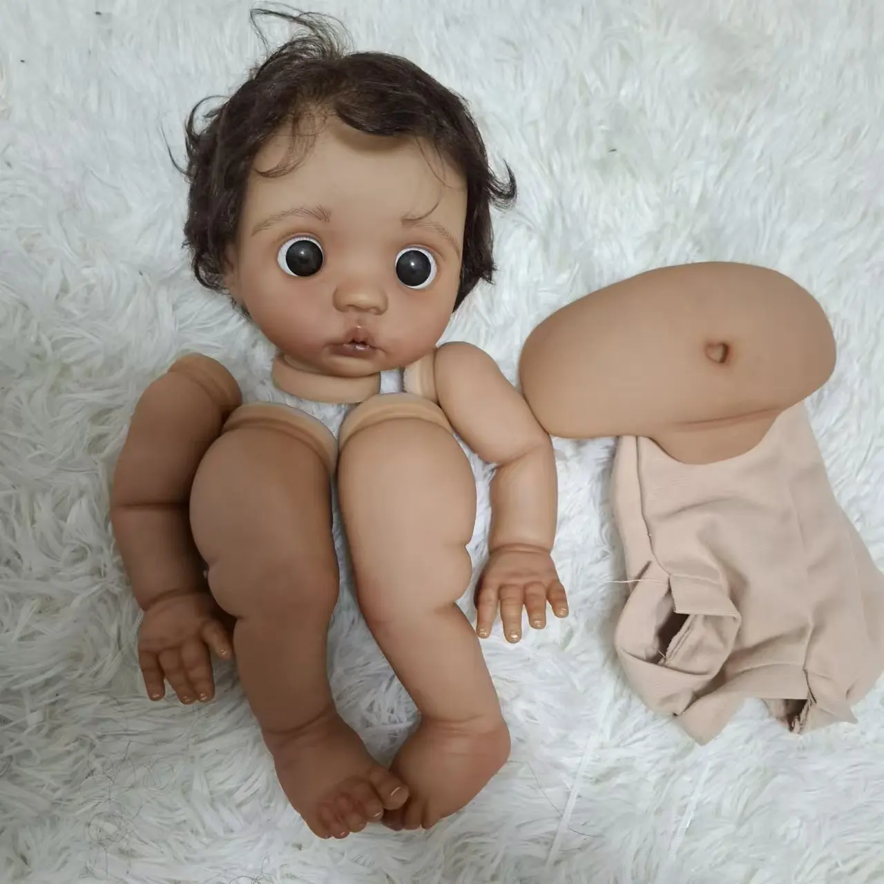 FBBD Customized Limited Supply 16inch Reborn Baby Peeka With Hand-Rooted Hair DIY Part Painted Kit With Belly Plate