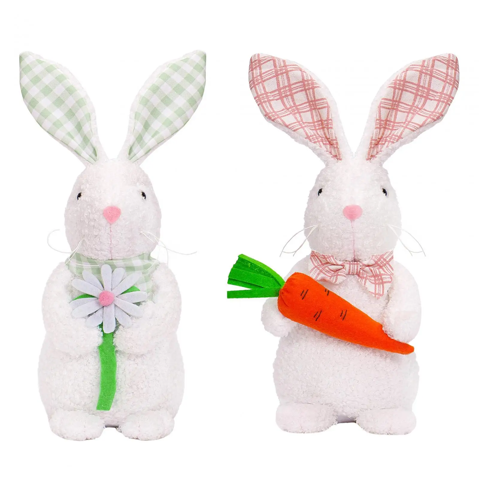 Easter Bunny Doll 11x23cm Easter Gifts Desktop Decor Realistic Plush Toy Rabbit Figures for Home Table Kitchen Bedroom Holiday