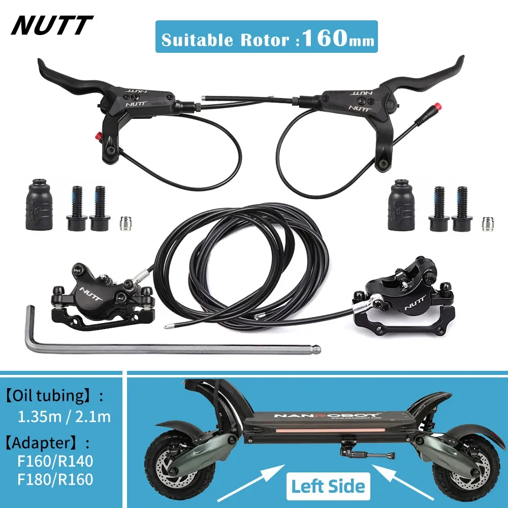 NUTT Electric Scooter Hydraulic Disc Brake 140 160 180mm Power-Off Line Wire With HS1 Rotor FOR Nanrobot D4+3.0 / D6+ /LS7+