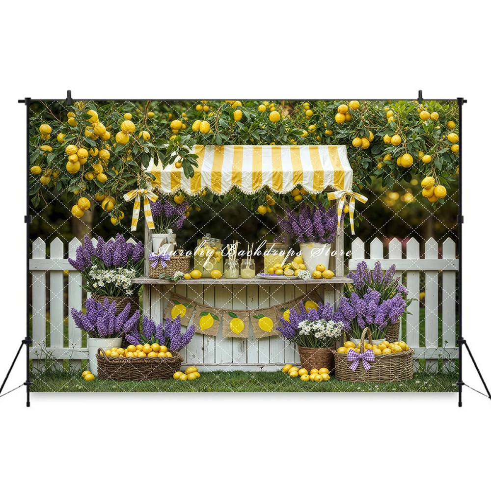 Spring Lemon Lane Market Backdrops Child Baby Photo Props Adult Kids Decors Easter egg Combination Photography Studio Background