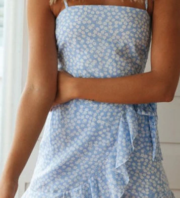 Women's Clothing Spring Summer Sexy Off-the-shoulder Backless Small Floral Bow Sleeveless Dress Bodycon Mini