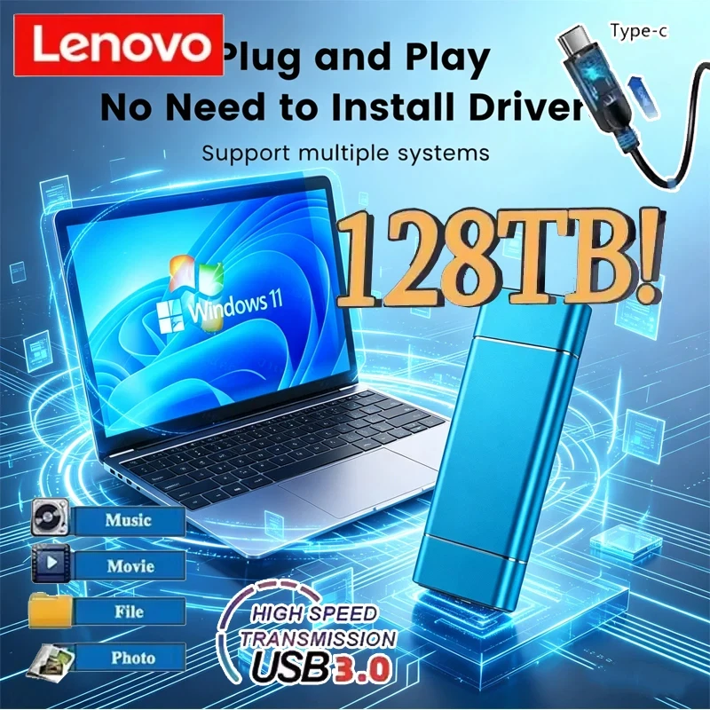 

Внешний SSD-накопитель Lenovo Mini, 256 ТБ, 1 ТБ, 2 ТБ, высокоскоростной, оригинальный, USB 3.0, для компьютеров и ноутбуков