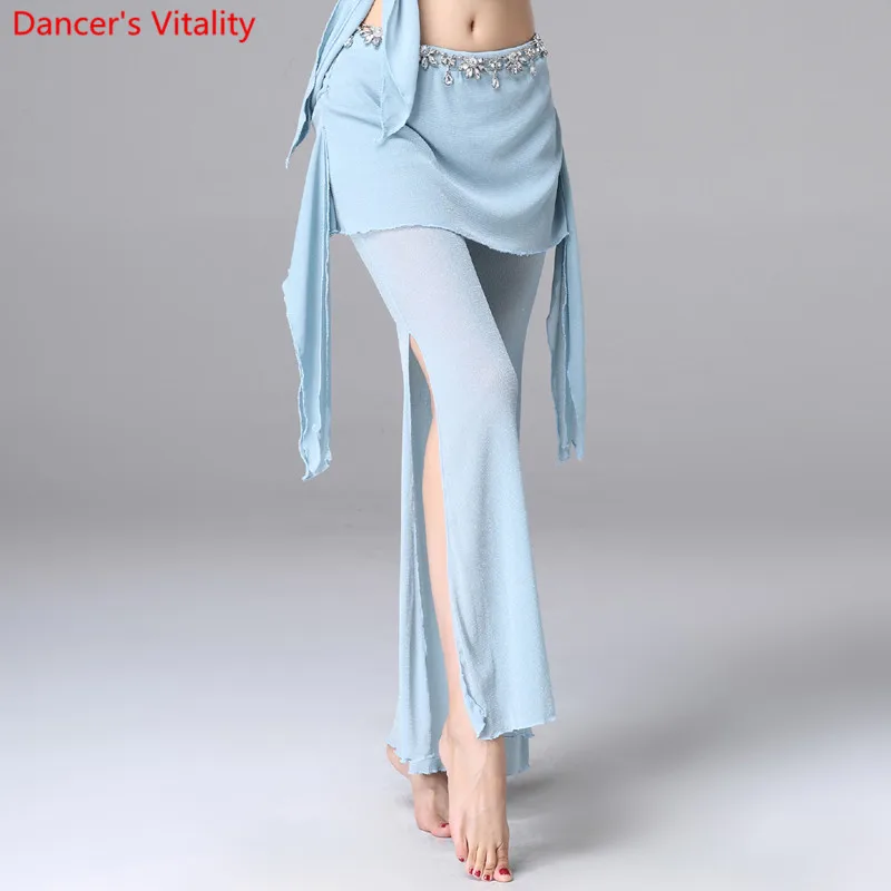 Performance Belly Dance Costume Mesh pants-sides Slits Sexy pants Oriental Women Belly Dance Skirt Female Dance pants