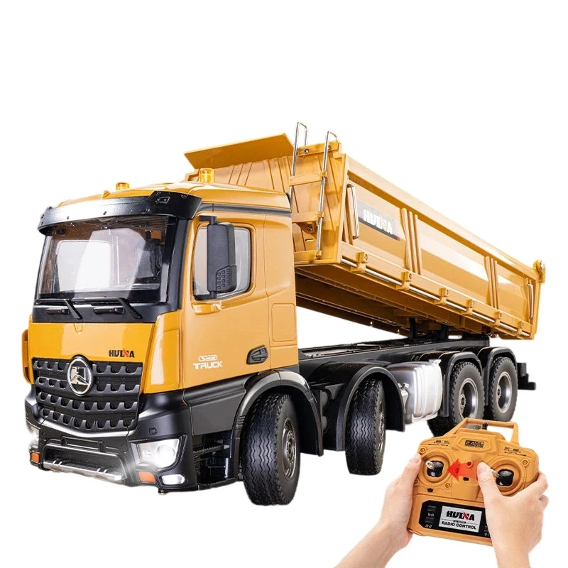 Diecast Model 1:14 Scale Remote Control Dump Truck 12CH Semi Alloy Metal Construction Concrete Mixer Vehicle Toy Kids