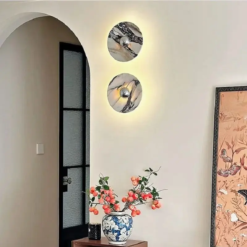 

Contemporary Marble Wall Lamp Minimalist Design for Villa Study Dining Bedroom Bedside Homestay Foyer Home Bar