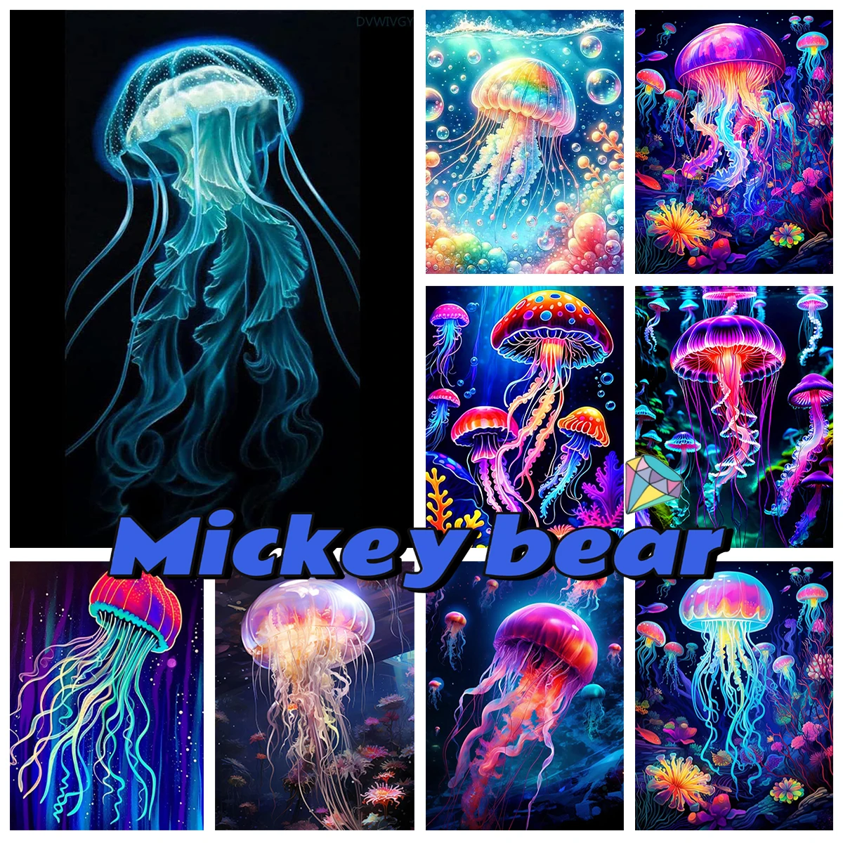 

Dream Jelly Fish Diamond Painting Kit Plankton Diy Diamond Embroidery Cross Stitch Interesting Hand Gift Color Home Wall Decor