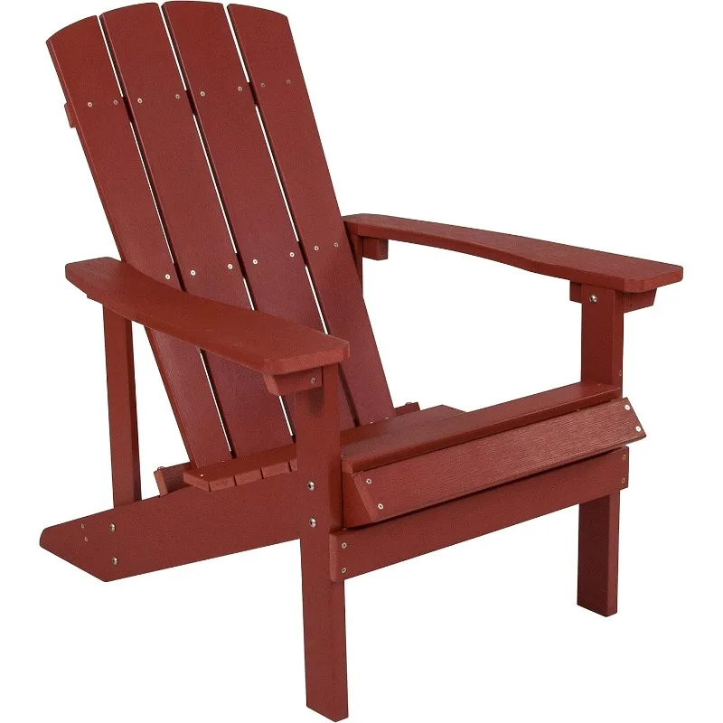 

Charlestown Commercial Grade Indoor/Outdoor Adirondack Chair, Weather Resistant Durable Poly Resin Deck and Patio Seating, Red