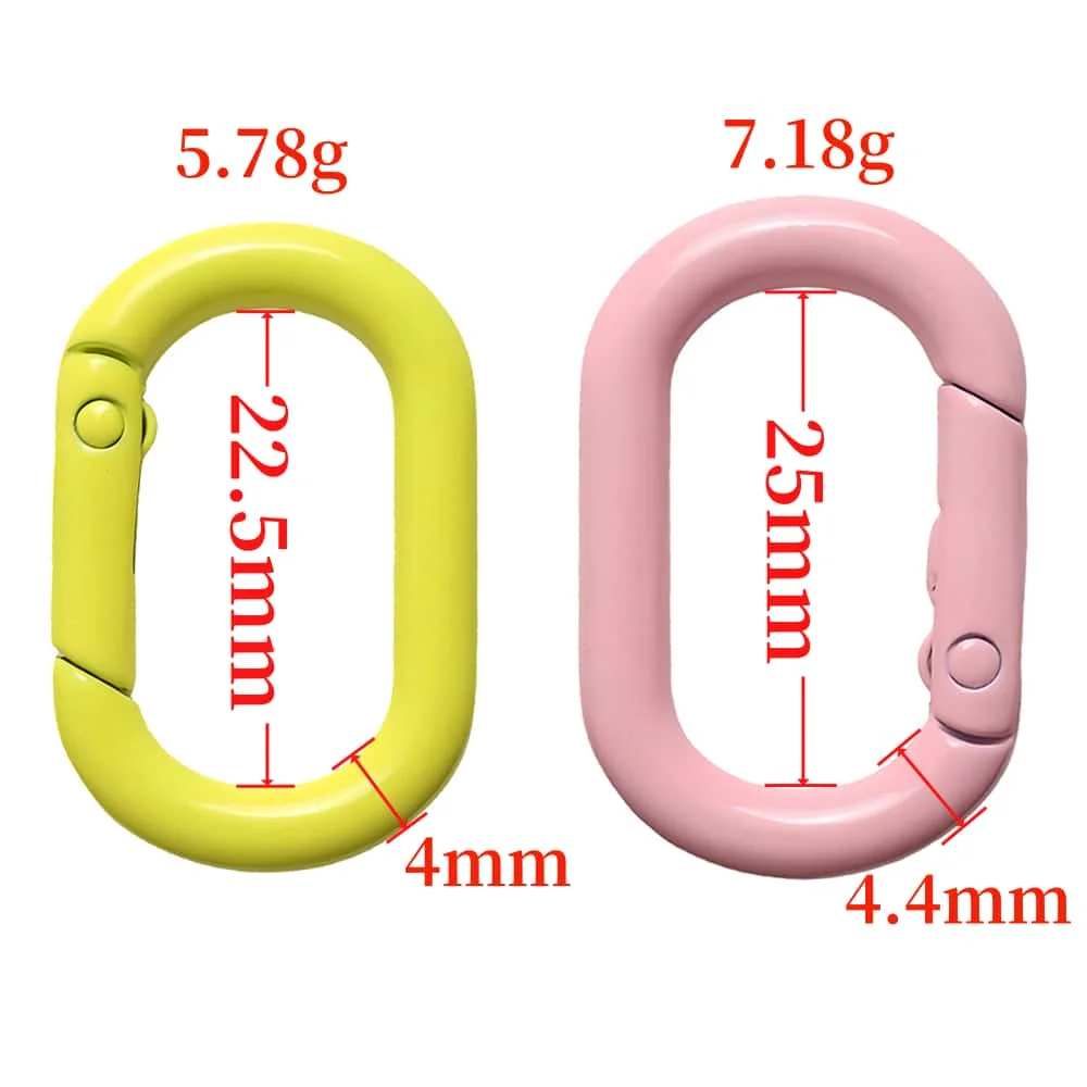 5pcs Metal Oval Ring Snap Hook Spring Gate Trigger Clasps Clips for Leather Craft Belt Strap Webbing Keychain Hooks Colorful