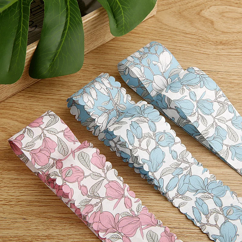 1 Meter Jasmine flower Printing Ribbon Gift box Decorative Bow 4CM diy Decoration Material Hair Accessories Knitted Lace Fabric