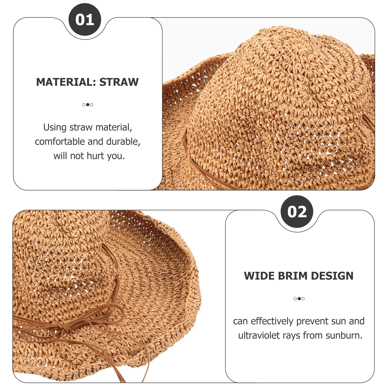 

Straw Sun Women Wide Brim Beach Cap Foldable Lady Headwear Summer Visor Hat Sunscreen Straw Material Comfortable Durable Prevent