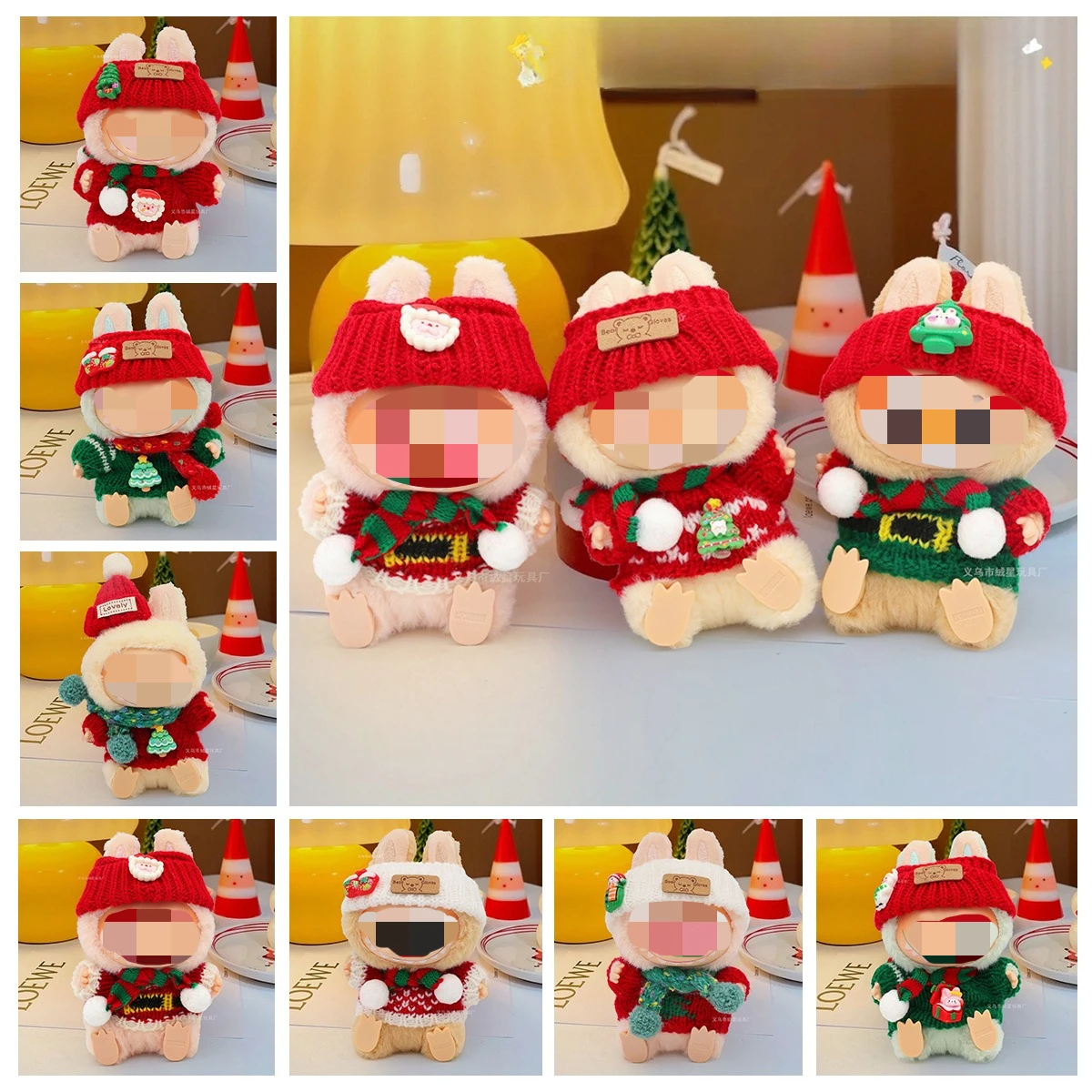 Babykleidung Vinyl Puppen Weihnachtspullover Hüte Sets Plüschtier Kleidung