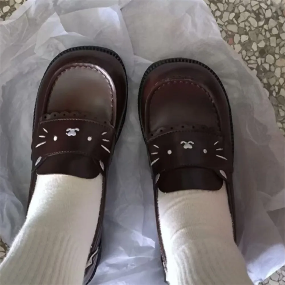 

Animal Party Japanese Campus Student Uniform Shoes Sweet Lolita Girls Jk Shoes Pu Round Toe Single Shoes