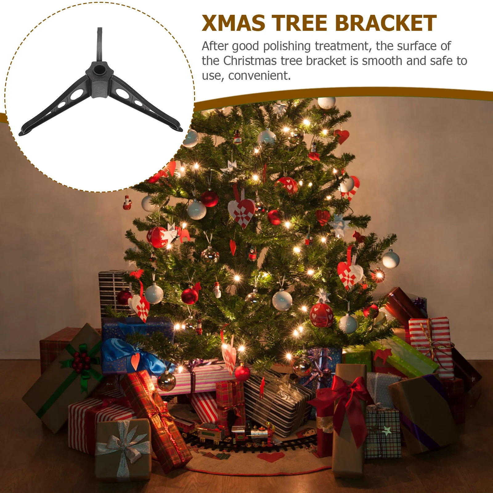 4 Pcs Christmas Tree Stand Rotating Pull-up Mini Bendable Artificial Home Xmas Rack Base Plastic Bracket Sturdy - Image 3
