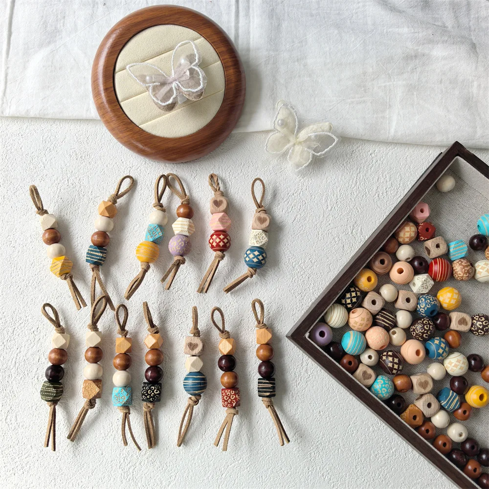 Shoe Charms Wooden Beads Brown Tone Fall Winter DIY Decoration Buckle for German Style Sneakers Mule Daily Sturdy Lightweight